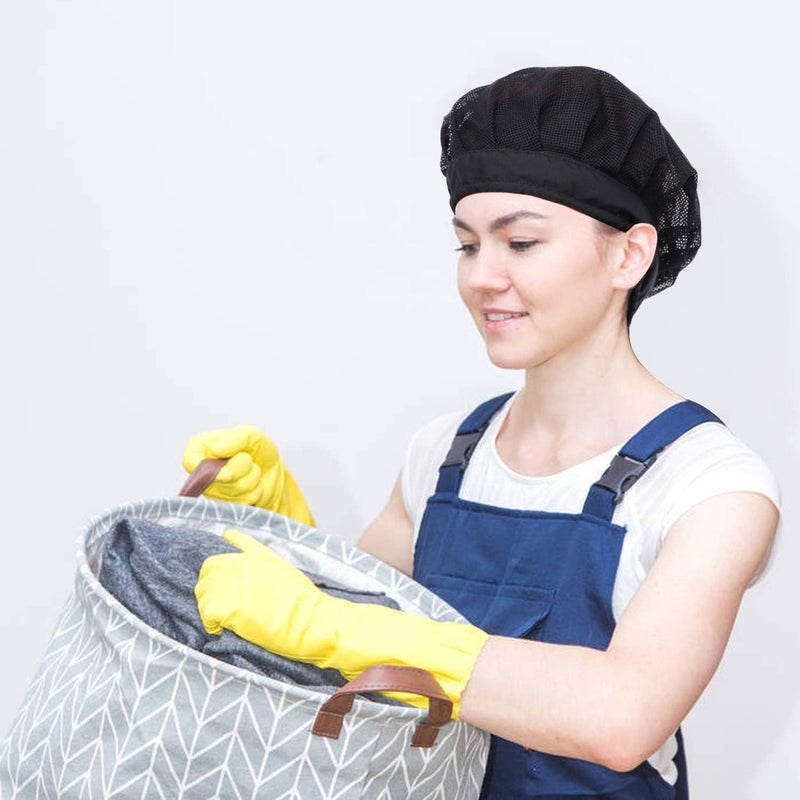 Uaussi 4 or 8 Pack Chef Hat Kitchen Cooking Chef Cap Adjustable Food Service Hair Nets Reusable Washable Mesh Bouffant Beanie - Image 5